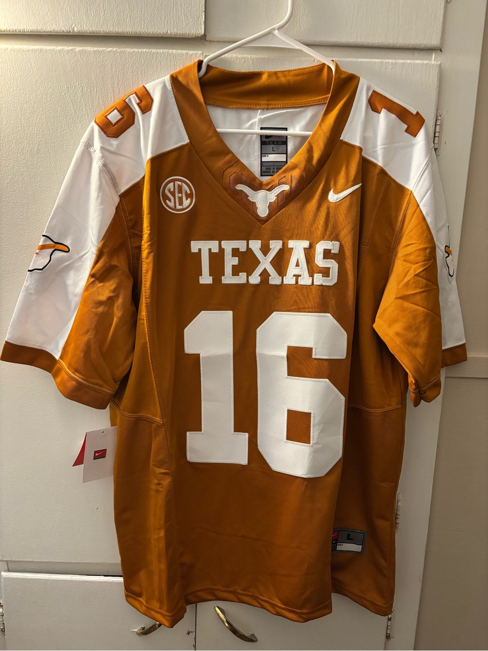 Nike Texas Longhorns #16 Burnt Orange and White Football Jersey